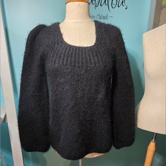 BCBGMaxAzria Black Plush Fuzzy Alpaca Sweater - Picture 1 of 6